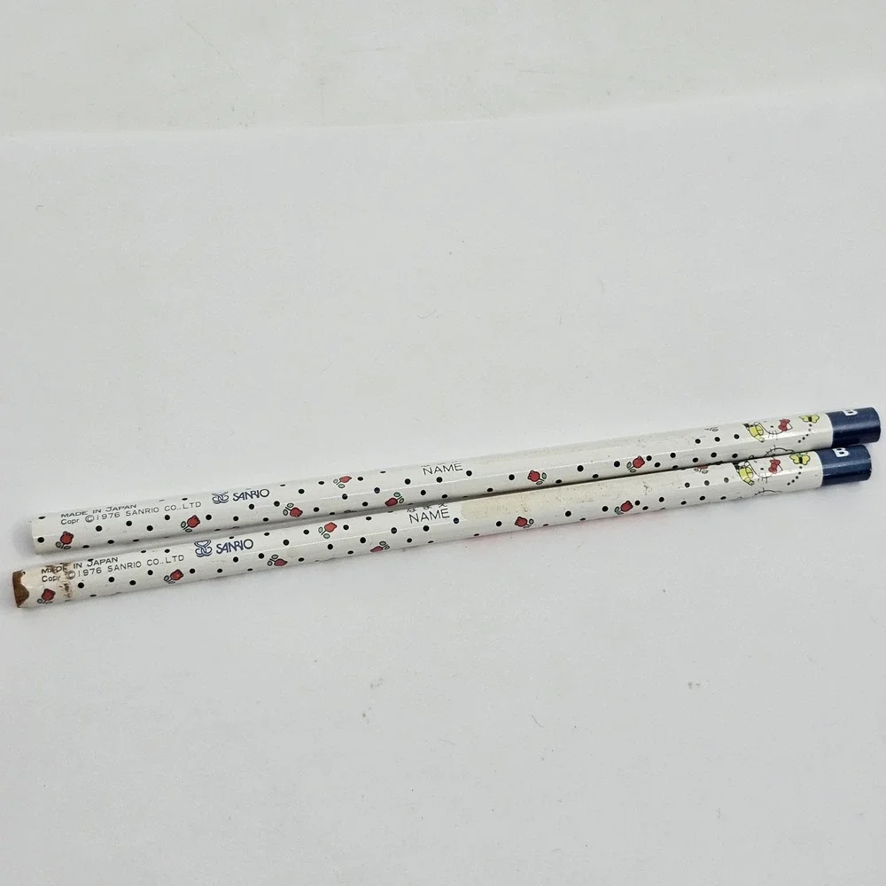 1976 Vintage Sanrio Hello Kitty Pencils Collectible Made In Japan Lot Of 2 NOS